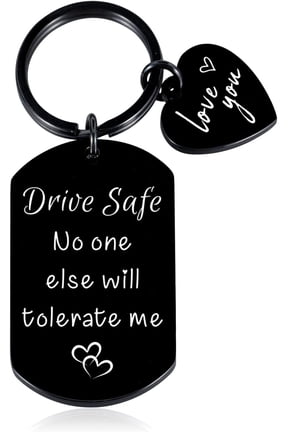 Drive Safe Keychian for Wife Husband-Stocking Stuffers for Women Men Christmas Party Gift for Adult White Elephant Gift for Her Him Secret Santa Gifts for Female Male Birthday Gifts Valentine Gifts
