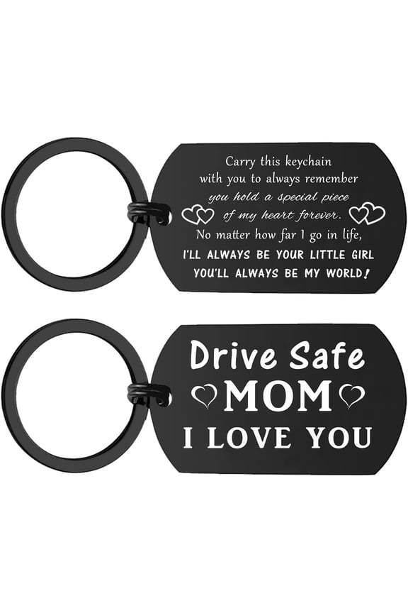 Drive Safe Mom Keychain - I Love You Mom Gifts from Daughter Son - Mothers Day, Birthday Gift for Mom, Christmas