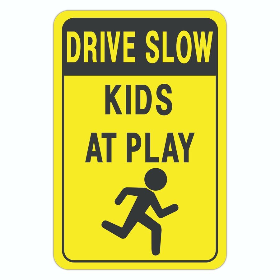 Drive Slow Kids At Play Metal Sign Size: 16 x 12 Inch - Walmart.com