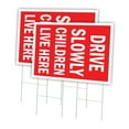 thumbnail image 1 of Drive Slowly Children Live Here 2 Pack Of 24" x 36" Yard Sign & Stake | Advertise Your Business | Stake Included Image On Front Only | Made in The USA, 1 of 3