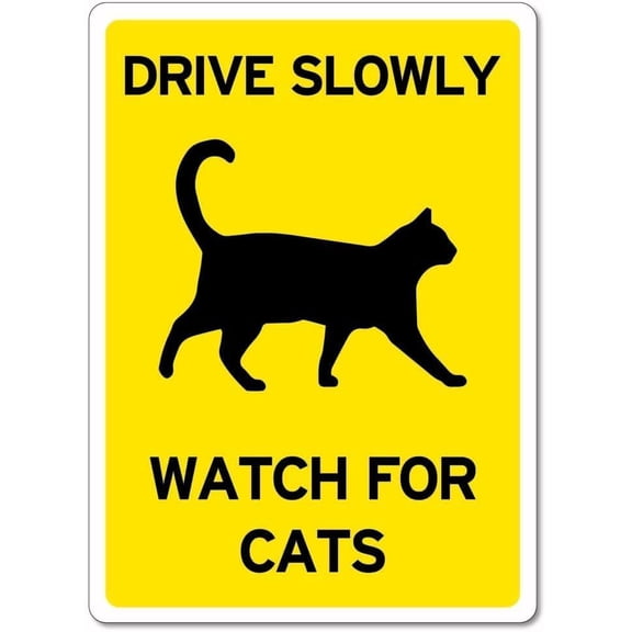 Drive Slowly Watch for Cats Sign – 8x12 Inch Reflective Aluminum,UV Protected & Weatherproof,HighVisibility Cat Safety Warning for Neighborhood or Driveway