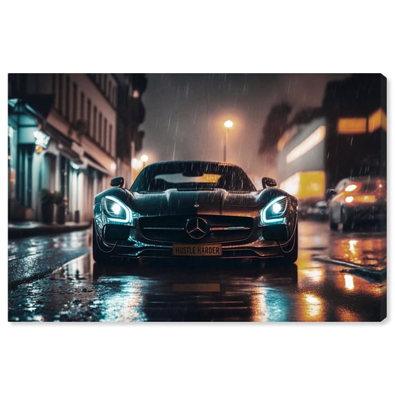 Drive Through The Town Car Canvas Wall Art by Notoriart, Gallery Wrapped, 45" x 30"