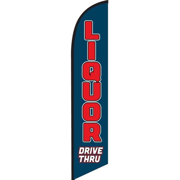 Drive-Thru Liquor Feather Banner Swooper Flag -No Wind Required- Replacement FLAG ONLY