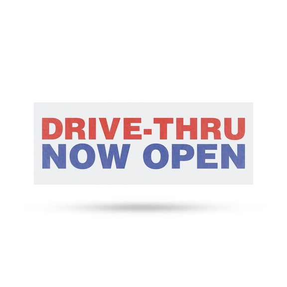 Drive Thru Now Open Vinyl Decal 12 Inch x 5 Inch Weatherproof Heavy-Duty Adhesive Backing | Convenient Service, Restaurant Promotions, New Locations | Made in USA