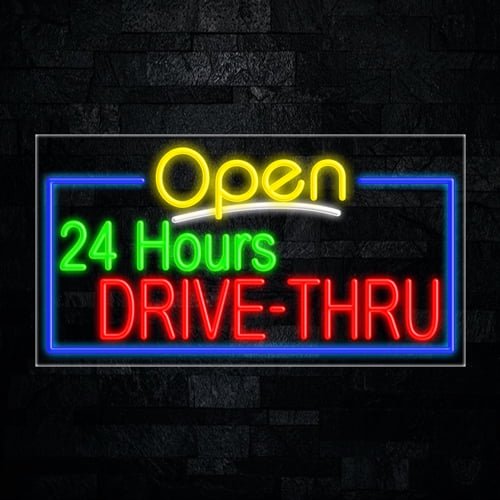 Drive Thru Open 24 Hours LED Neon Sign 33"L x 18"H #35605