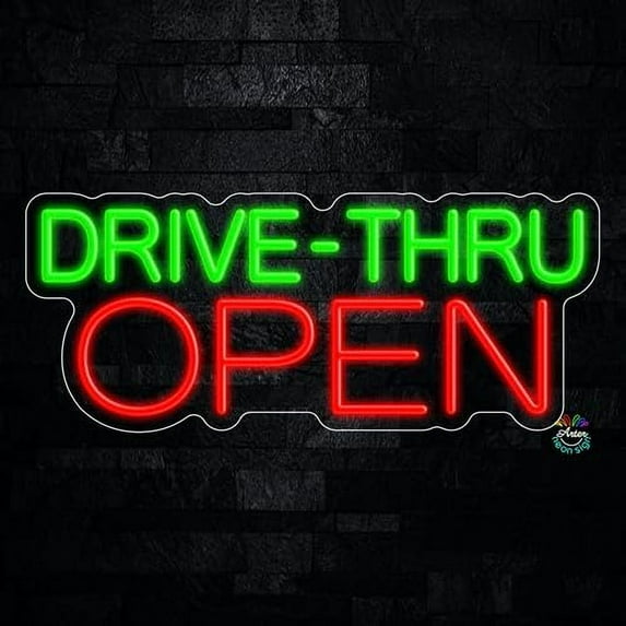 Drive Thru Open LED Neon Sign 24"L x 10"H #32238
