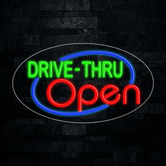 Drive Thru Open LED Neon Sign 28"L x 16"H #34115