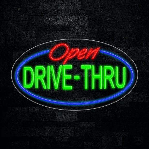 Drive Thru Open LED Neon Sign 28"L x 16"H #34195