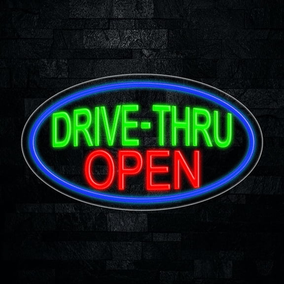 Drive Thru Open LED Neon Sign 28"L x 16"H #34196