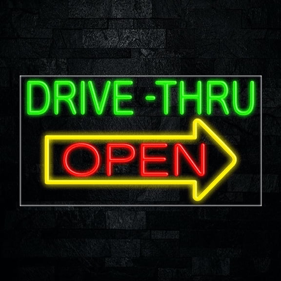 Drive Thru Open-LED Neon Sign 32"L x 18"H #30401