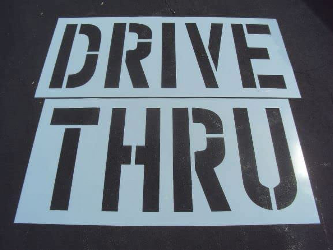Drive Thru Parking Lot Stencil. Actual Tall Letters. 12" Wide. (Not 9
