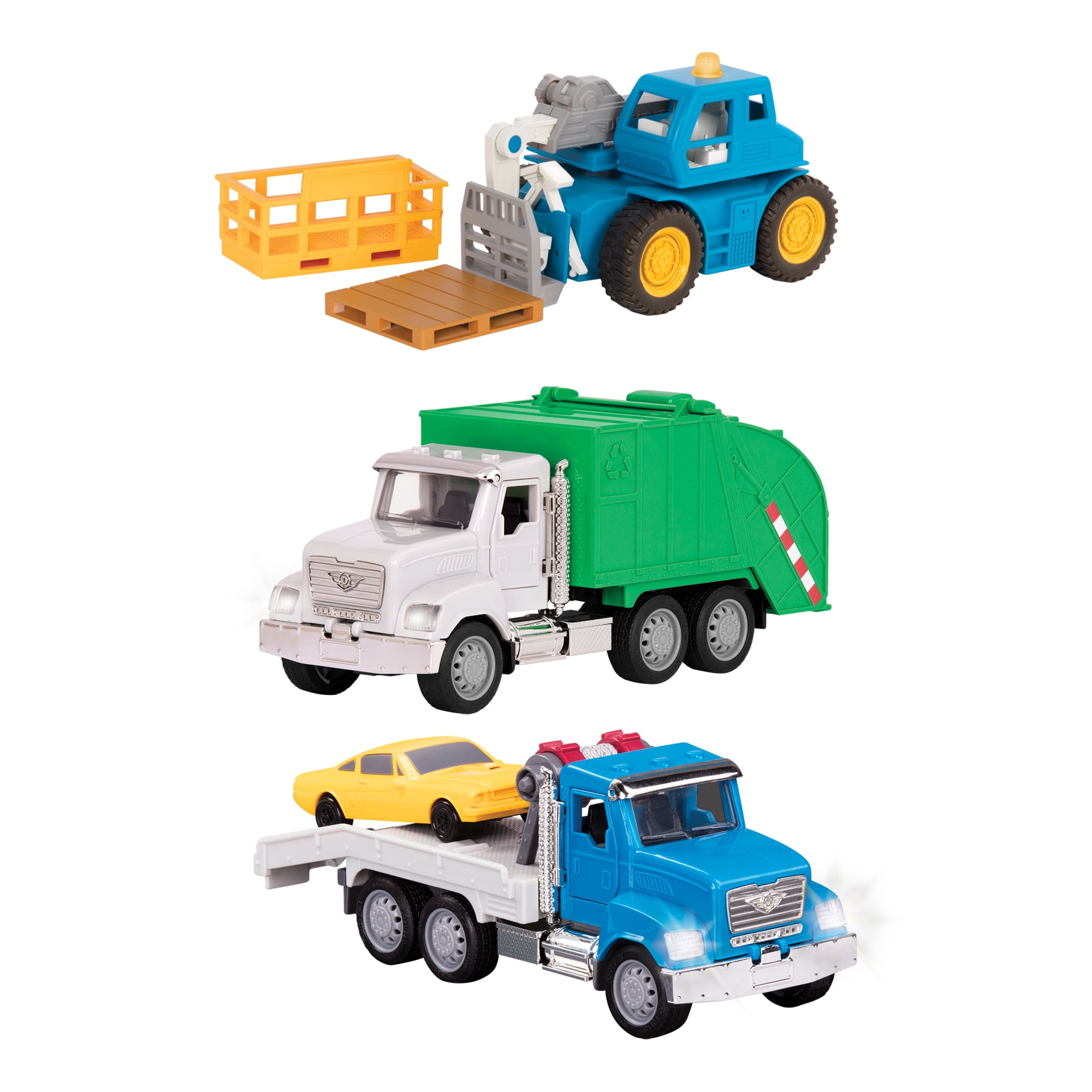 Driven by Battat 3-Piece Micro Urban Worker Fleet Toy City Vehicles 9 inches for Kids 3 Years Old