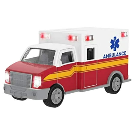 Driven by Battat Micro Ambulance Toy Truck with Lights and Sound Rescue