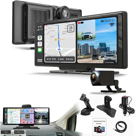 Driveportal Pro G3 - Top Notch FlexScreen Pro Carplay 2025 Model, 10.26" HD Wireless Carplay & Android Auto Screen W/4K Dash Cam, 1080P Backup Camera, GPS Navigation, Voice Control (No Dash Cam)