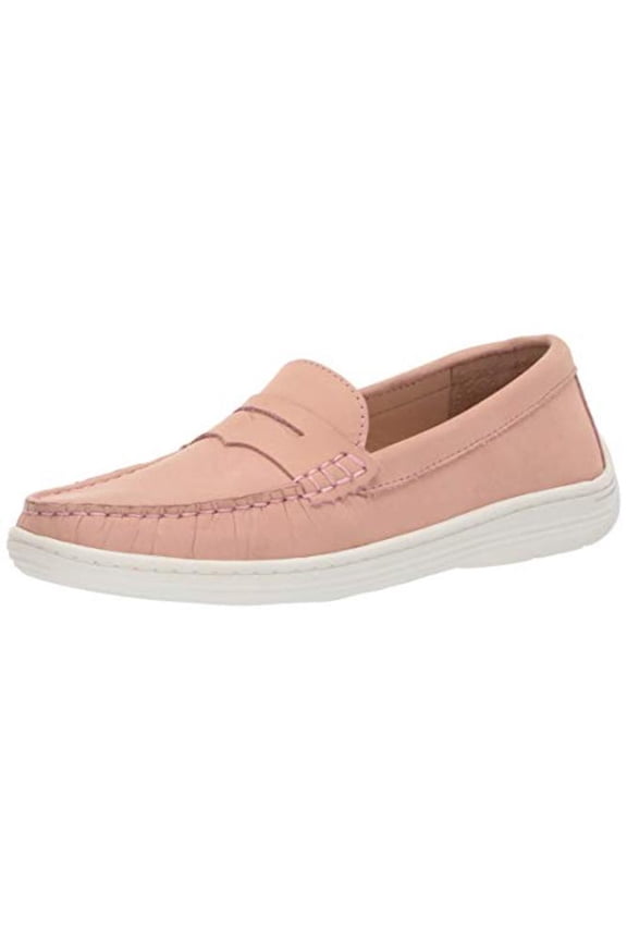 Unisex Genuine Leather Casual Comfort Slip On Moccasin Penny Loafer Driving Style, Blush Nubuck, 13 M US Little Kid