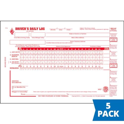 Driver Daily Log Book 5-pk. with Simplified Driver Vehicle Inspection ...