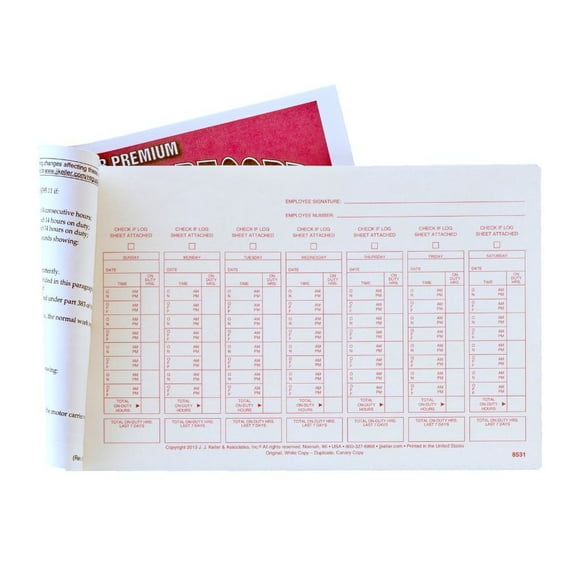 Driver Exemption Log Book 5-pk. for Short-Haul Operations - Book Format, 2-Ply Carbonless, 8.5" x 5.5", 18 Sets of Forms Per Book - J. J. Keller & Associates