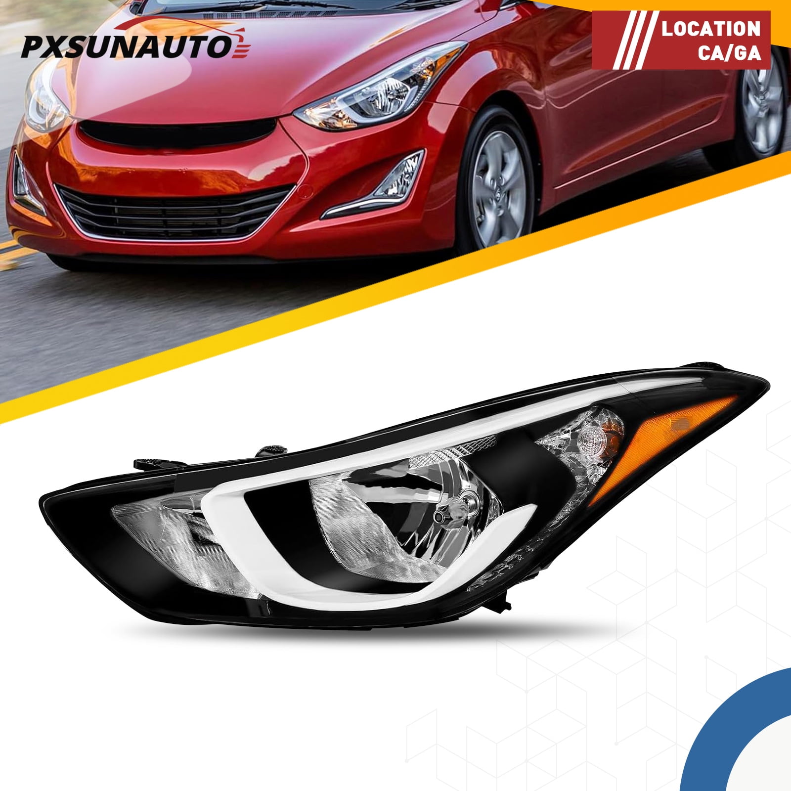 HOUGEET Driver Headlights, Fit for 2014-2016 Hyundai Elantra Sedan Headlight Assembly LED Housing