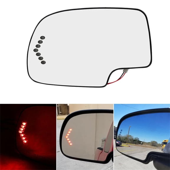 Driver Left Side Heated Mirror Glass with Turn Signal, Replacement Rearview Mirror Lens, Convex Wide Angle, Defrost Function, Compatible with Specific Vehicles