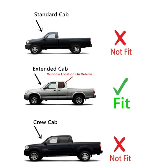 Driver Side Left Quarter Window Quarter Glass Movable Compatible with Toyota Tundra Pickup Extended Cab 2000-2006 Models