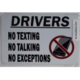 thumbnail image 1 of Driver NO Texting NO Talking NO Exception Sign (White,Double Sided Tape, Aluminium -Rust Free, 5.5X8.5), 1 of 2