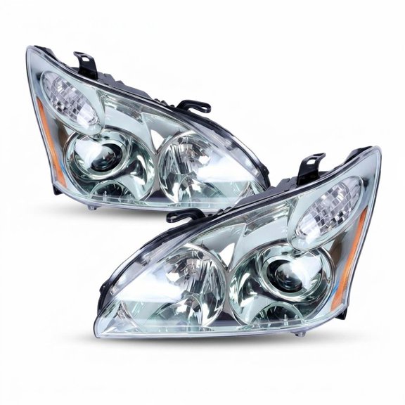 Driver and Passenger Side Headlamps with High Transmittance, Solid PC Structure and Non-HID Design, Wear-Resistant for Daily Auto Road Lighting of Lexus RX Series