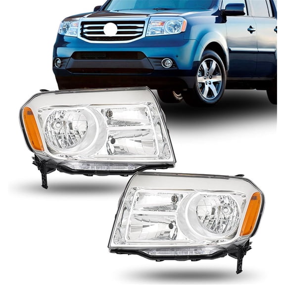Driver and Passenger Side Headlight Assembly White Replacement for Pilot 2012 2013 2014 2015 Headlamp Assembly LH RH Replacement for 33100-SZA-A11 33150-SZA-A11