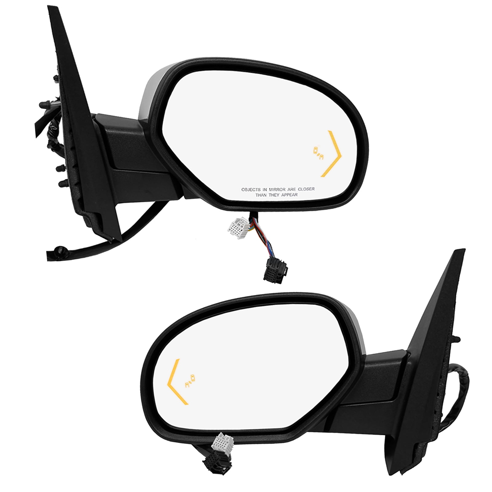 Driver & Passenger Side Mirrors, Left-Right Power Heated Chrome Power Folding with Turn Signal Light For 2007-2014 Chevrolet Tahoe, Door Mirror Pair of 2