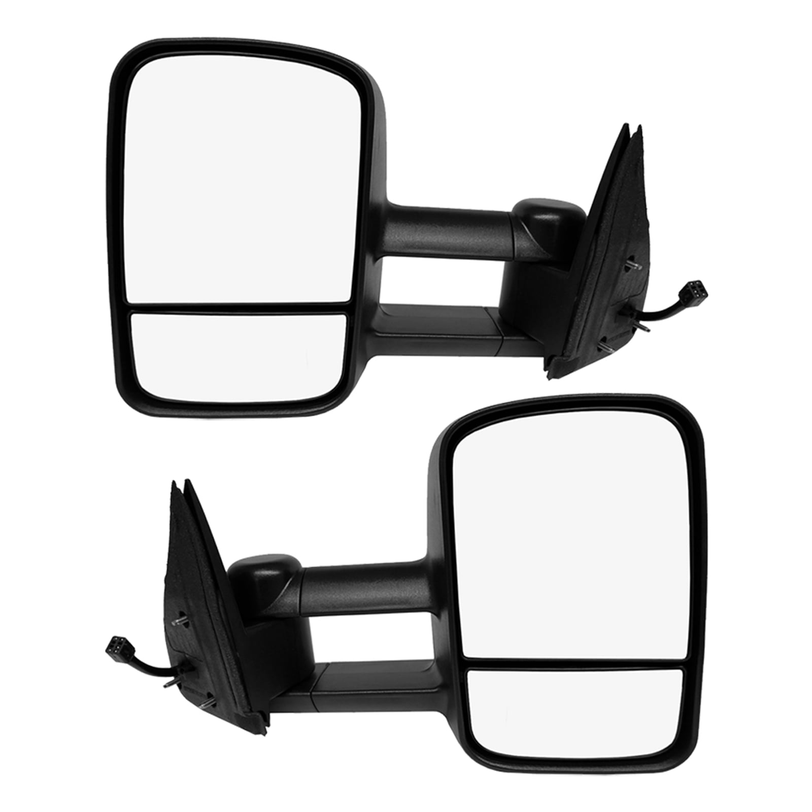 Driver & Passenger Side Mirrors, Left-Right Power Heated Textured Black Manual Folding For 2000-2006 Chevrolet Tahoe, Door Mirror Pair of 2