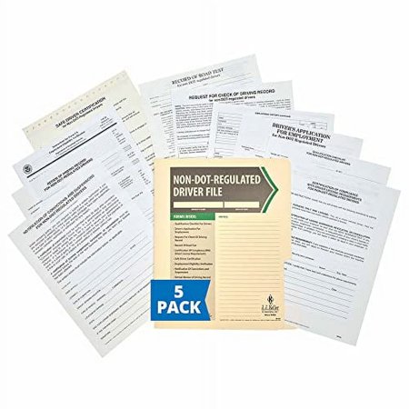 Driver Qualification File Folder and Forms for Non-DOT-Regulated Drivers, Personnel File Folder Packet, 9.5 x 11.75, 5-Pack