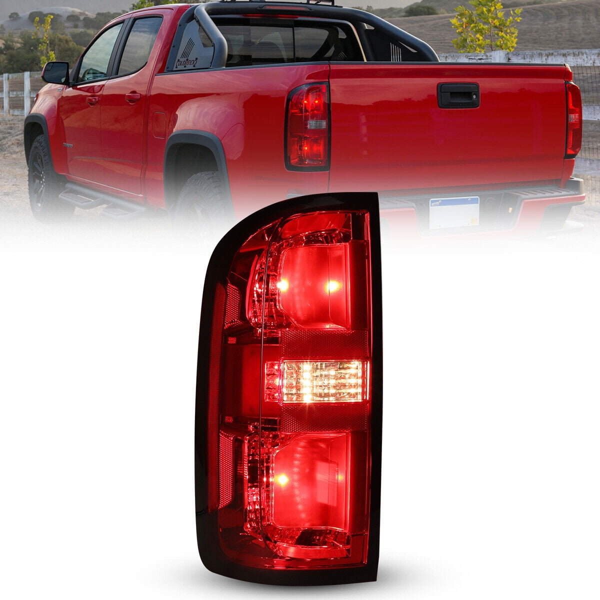 Driver Side For 2015-2022 Chevy Colorado Tail Light Factory Style Chrome Red