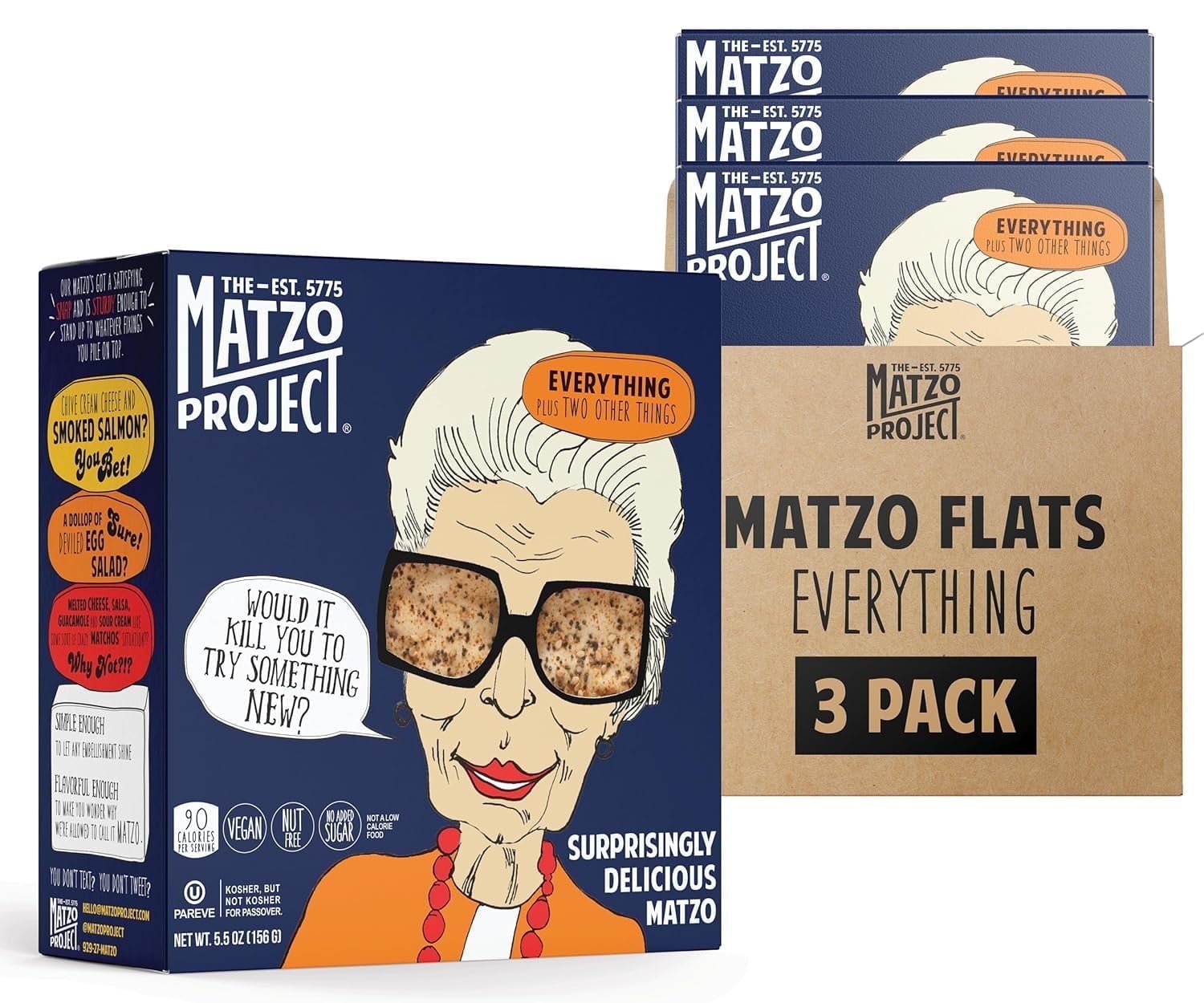 Walmart discount codes: The Matzo Project Everything Matzo Flats, Kosher (Not Kosher for Passover), Vegan, Nut-Free, No Added Sugar, Nothing Artificial (5.5 oz, 3 Pack)