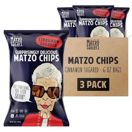 The Matzo Project Matzo Chips, Cinnamon Sugar, Kosher (Not Kosher for Passover), Vegan, Nut-Free, No Trans Fat, Nothing Artificial (6 oz, 3 Pack)
