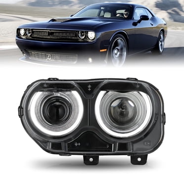RH Passenger Side HID Headlight For 2015-2023 Dodge Challenger – Black Housing With LED DRL By KARPAL