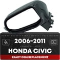 thumbnail image 1 of Driver Side Power Adjustable Side View Mirror - Compatible with 2006-2011 Honda Civic - Power Adjust, Non-Heated, Manual Folding - Paintable Textured Black Housing - OEM 76250SNEA01, 1 of 6
