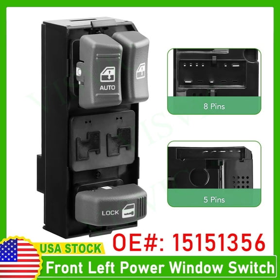 Driver Side Power Window Switch 15151356 For Chevy GMC 2-Door Pickup Truck
