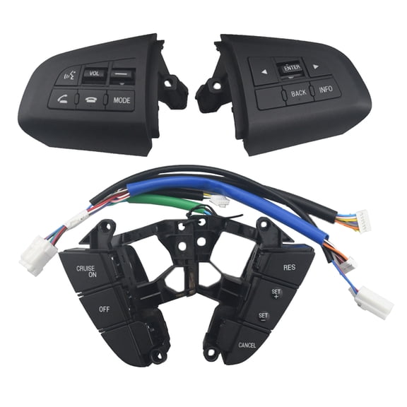 Driver Steering Wheel Function Button Assembly for Compact 4 Door Sedan Replacement Auto Parts Call Info Cruise Controls with Wiring Frame Interior