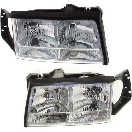 Driver and Passenger Headlight Fits Cadillac DeVille 1997-1999 Halogen w/ Bulbs