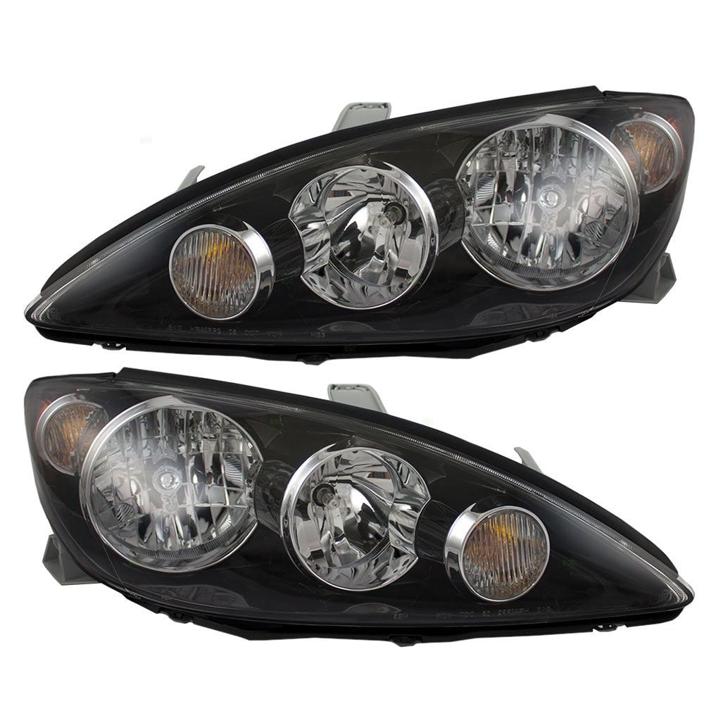 Driver and Passenger Headlights Headlamps with Black Trim Replacement for Toyota 81150-06190 81110-06190