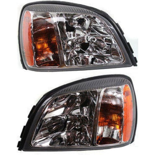 Driver and Passenger Side Headlight For Cadillac DeVille 2003 Halogen with Bulbs