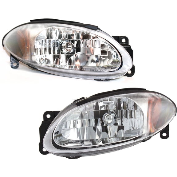 Driver and Passenger Side Headlights For Ford Escort 1998-2003 Halogen w/ Bulb/s
