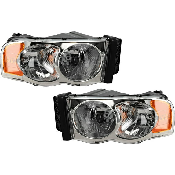 Driver and Passenger Side Headlights with Bulbs Halogen for 2002 Dodge Ram 1500 SLT 8 Cyl 5.9L