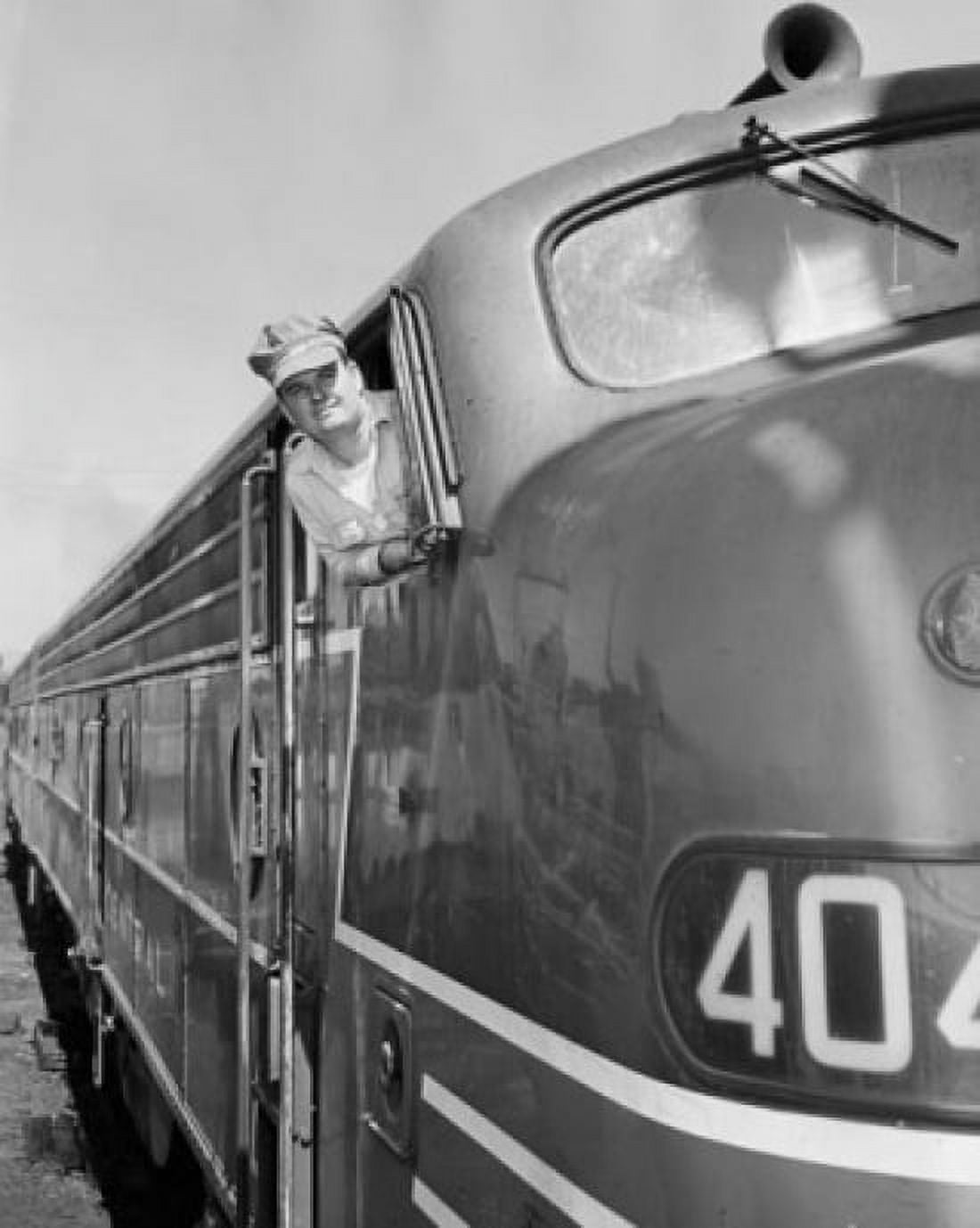 Driver looking out through the window of a passenger train Canvas Art - (18 x 24)