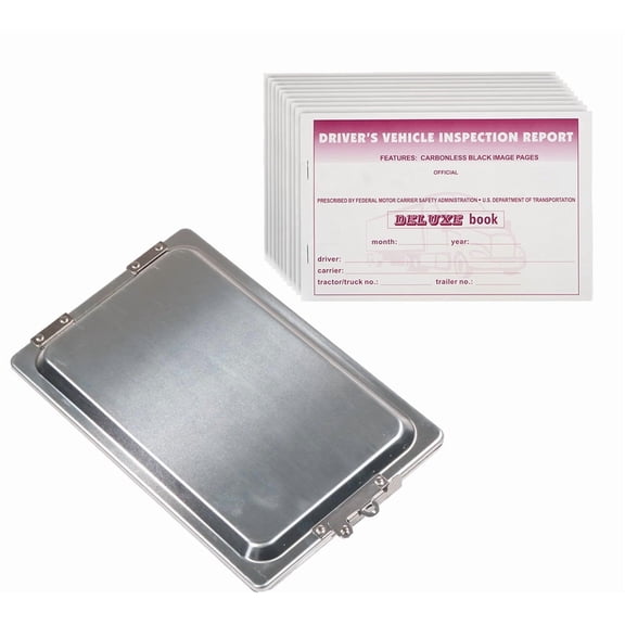 Drivers Vehicle Inspection Report Kit - 5-1/2" x 8-1/2" Drivers Vehicle Inspection Book (2-Ply, Carbonless, 10 Pack) and Manifest Document Box with Stainless Steel Hinge & Latch