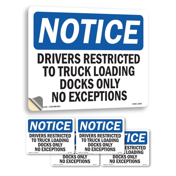Drivers Restricted To Truck Loading Dock OSHA Notice Vinyl Decal Label 5 Inch x 3.5 Inch - 5 Pack