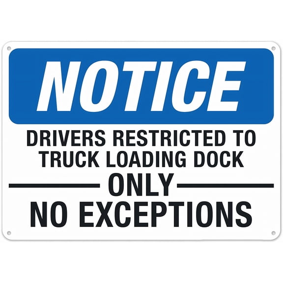 Drivers Restricted Truck Loading Dock No Exceptions Metal Tin Sign 8"x12" - Clear Warning for Home & Business Use, Loading Dock Sign