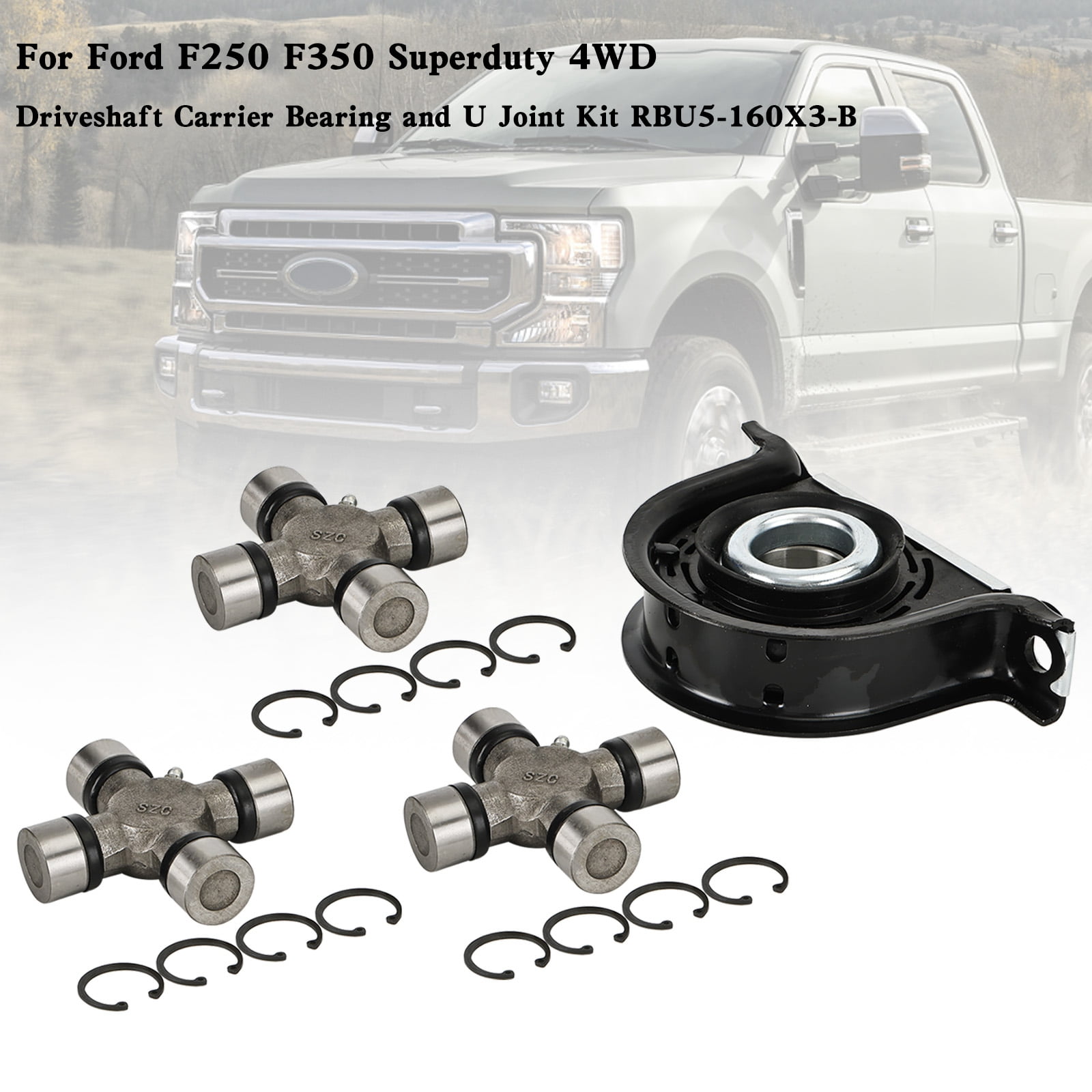 Driveshaft Carrier Bearing and U Joint Kit For Ford F250 F350 Superduty 4WD