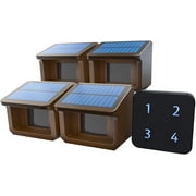Driveway Alarm System- Solar Driveway Alarms- 3 Adjustable Sensitivities-Fully Weatherproof Outdoor Motion Sensor&Detector DIY Security Alert System-1 Receiver and 4 Sensors KIT