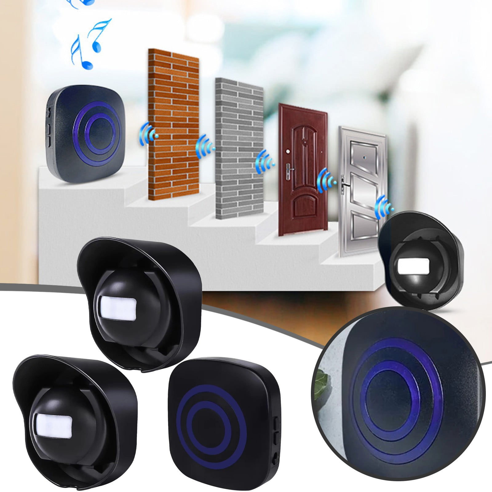 Driveway Alarm Wireless, Motion Sensor Alarm, Extra Loud Chimes Home Security Alarm System with 1 Receiver 2 Weatherproof Infrared Sensors Protect Indoor/Outdoor Property
