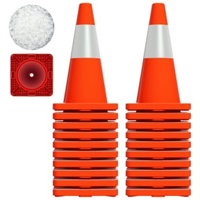 Driveway Cone, Optimized Weighting, 18 Inch Tall, Orange PVC Cone, Reflective Safety Cone, Athletic Practice, Parking Area, Roadside Project